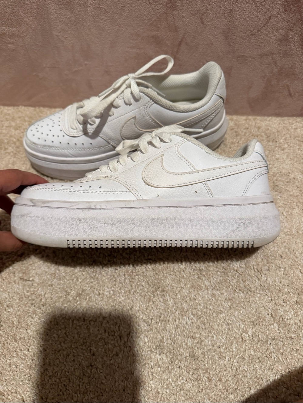 Nike White Platform Sneakers - Women's Elevated Lace-Up